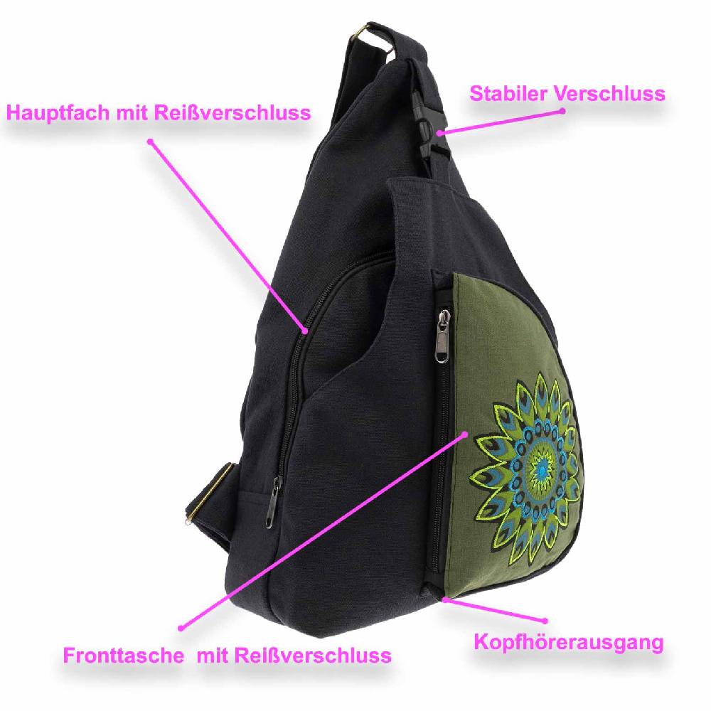 Kunst Und Magie Kunst Und Magie Sling Bag Hippie Goa Bodybag Schultertasche Mandala Rucksack L