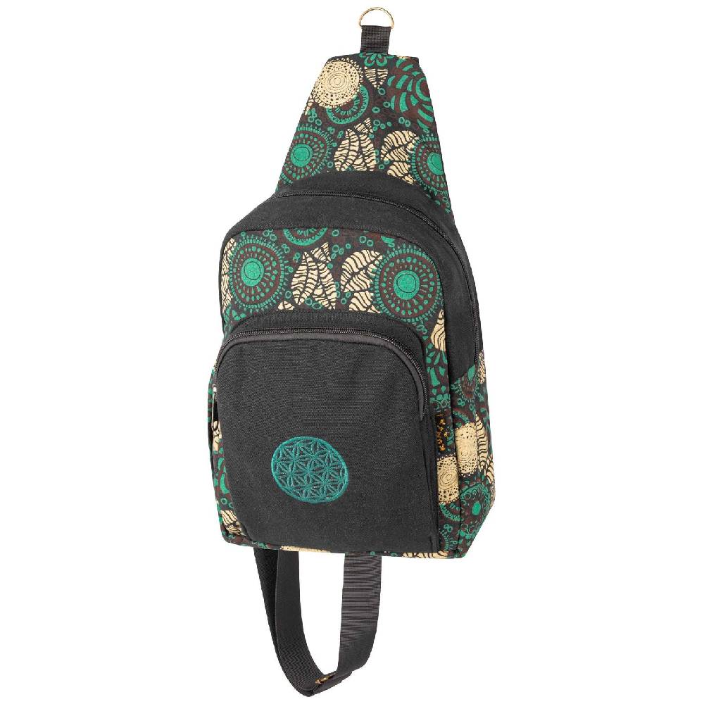 Kunst Und Magie Kunst und Magie Sling Bag Lebensblume Schultertasche Hippie Goa Bodybag crossbody Rucksack Bunt M