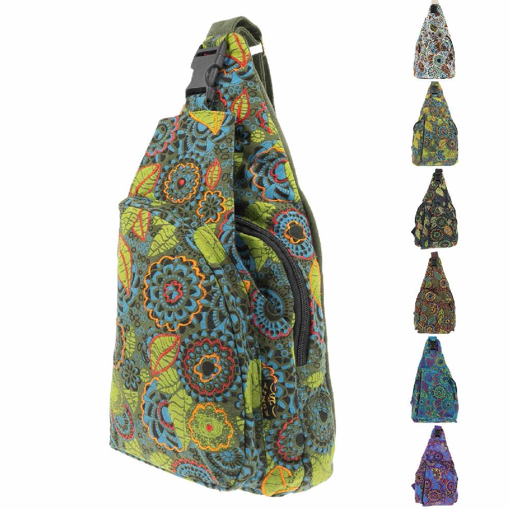 Kunst Und Magie Kunst und Magie Sling Bag Schultertasche Hippie Goa Bodybag crossbody Rucksack Bunt M