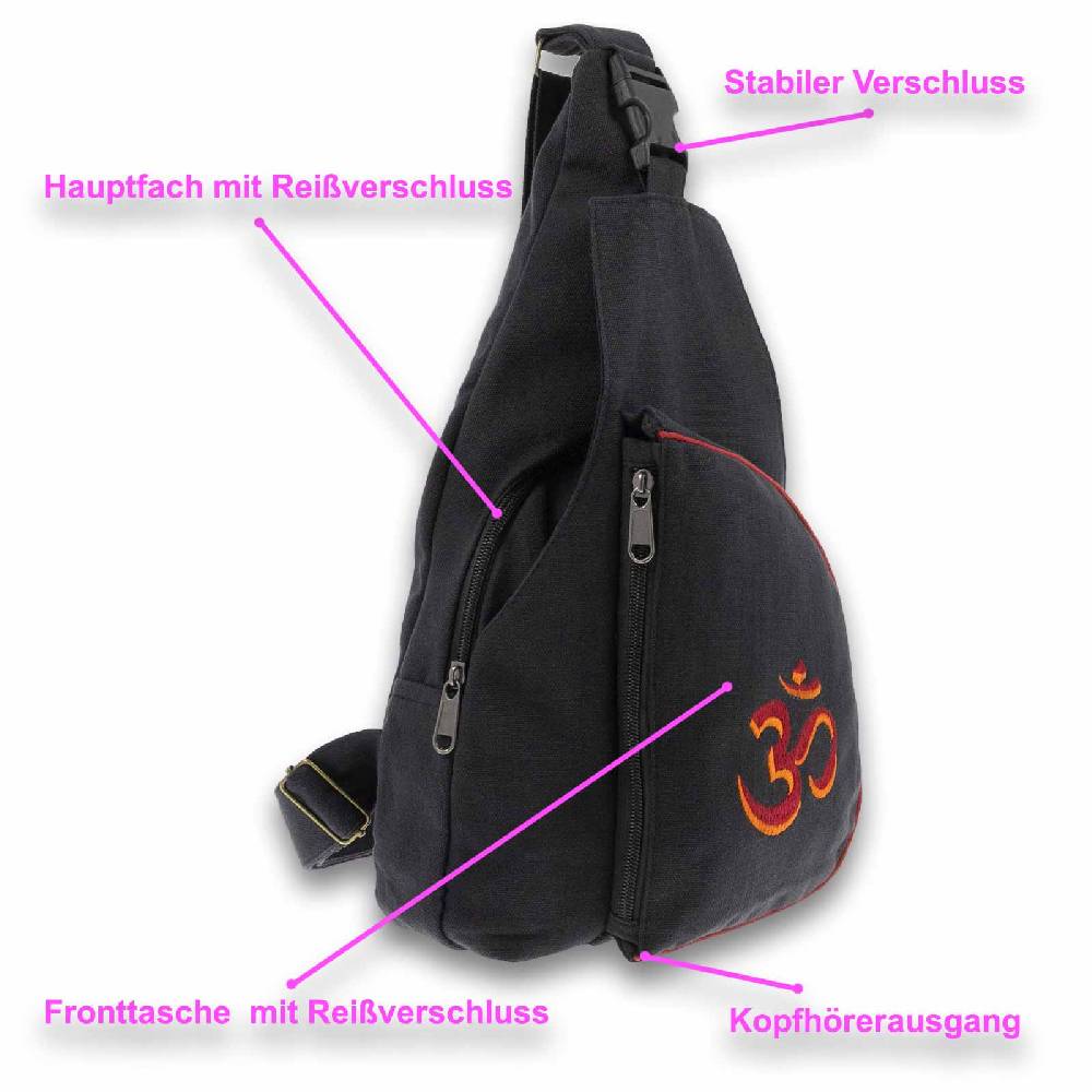 Kunst Und Magie Kunst Und Magie Slingbag Hippie Goa Bodybag Schultertasche OM Rucksack M