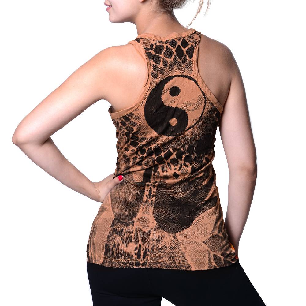 Kunst Und Magie Kunst Und Magie Sure Damen Ying Yang 70er Retro Trägertop T-Shirt Tank-Top Hippie Goa