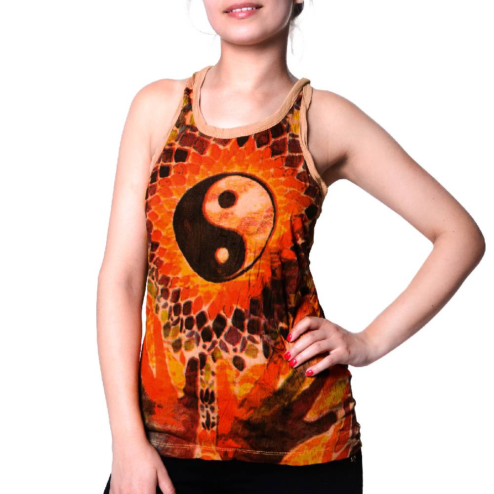 Kunst Und Magie Kunst Und Magie Sure Damen Ying Yang 70er Retro Trägertop T-Shirt Tank-Top Hippie Goa