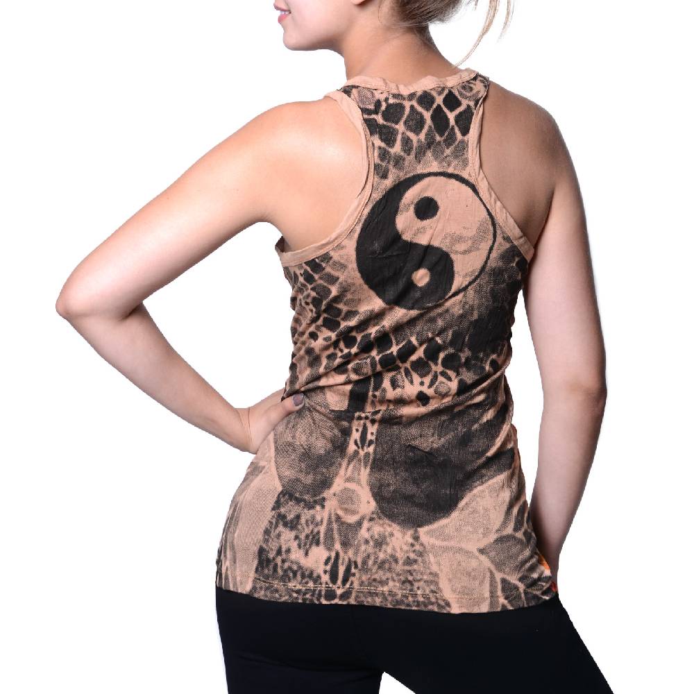 Kunst Und Magie Kunst Und Magie Sure Damen Ying Yang 70er Retro Trägertop T-Shirt Tank-Top Hippie Goa