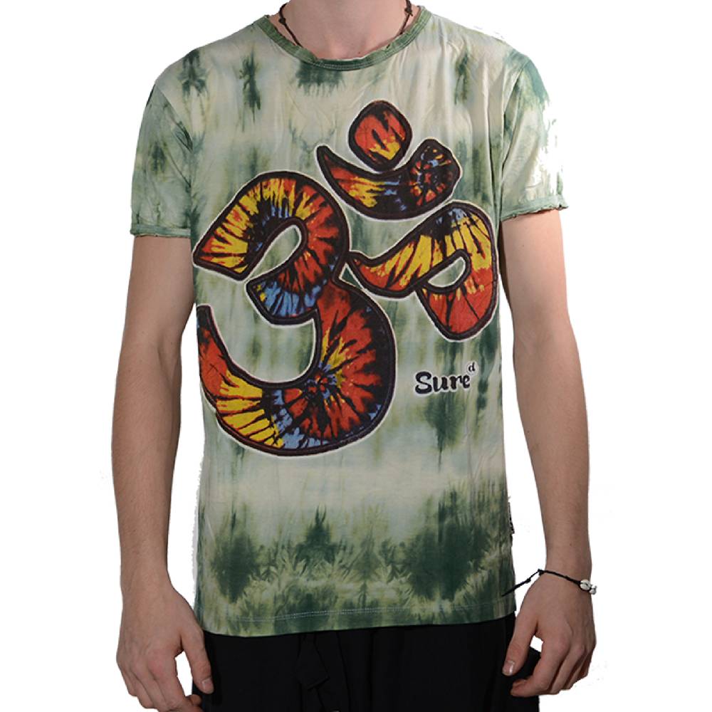 Kunst Und Magie Kunst Und Magie Sure Herren Buntes 70er Retro Hippie T-Shirt OM Im Batiklook