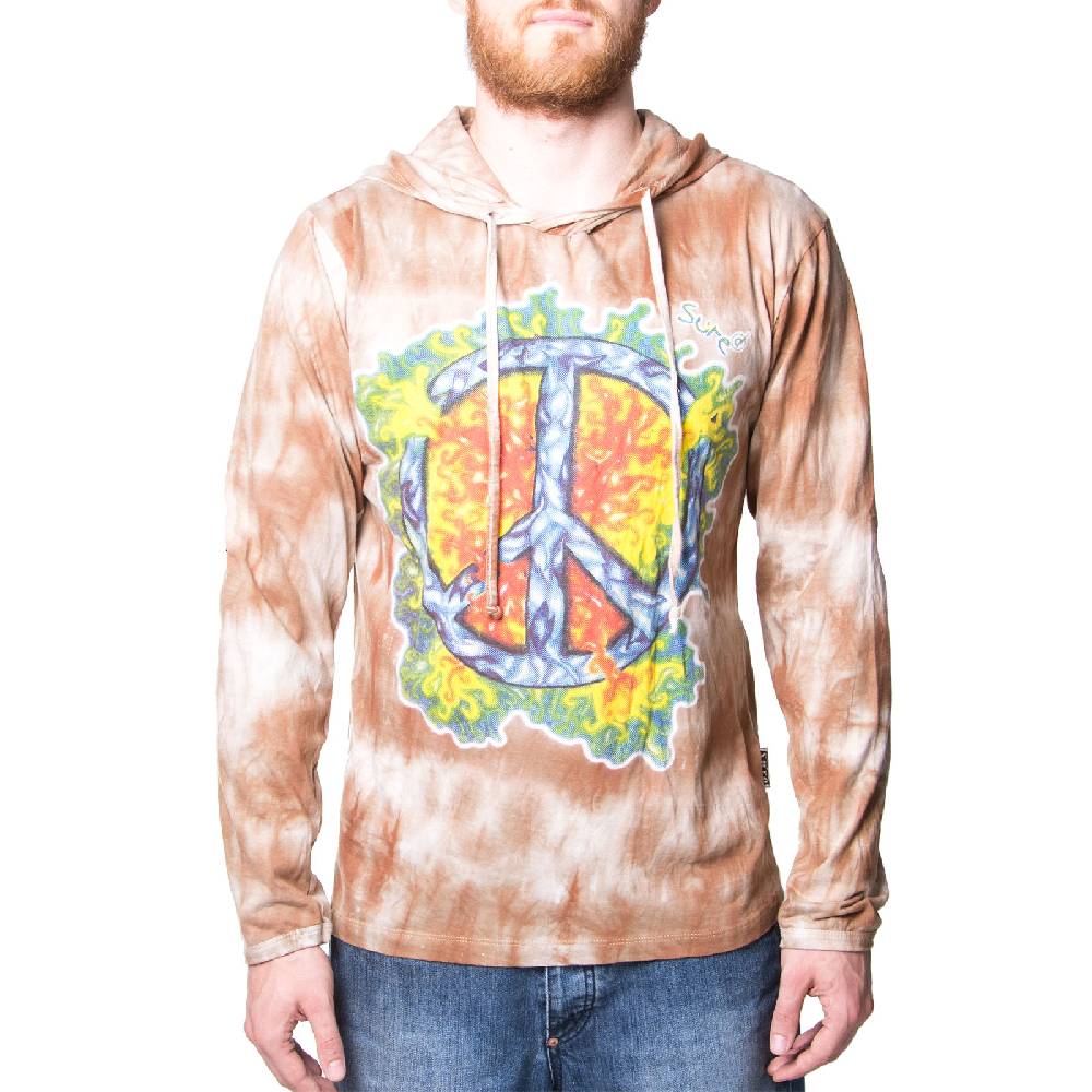Kunst Und Magie Kunst Und Magie Sure Hoody Kapuzen Tie Dye Batik Shirt Mit "Peace" Motiv