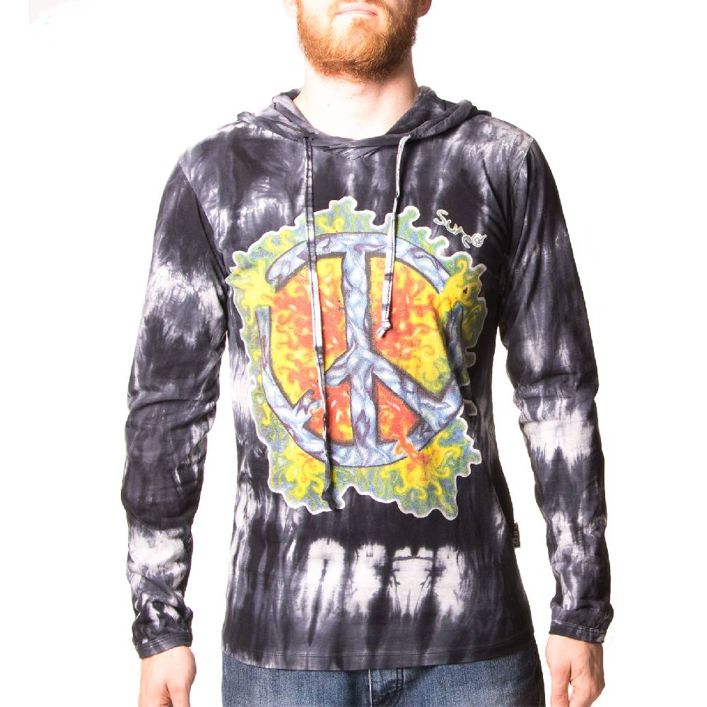 Kunst Und Magie Kunst und Magie Sure Hoody Kapuzen Tie Dye Batik Shirt mit "Peace" Motiv