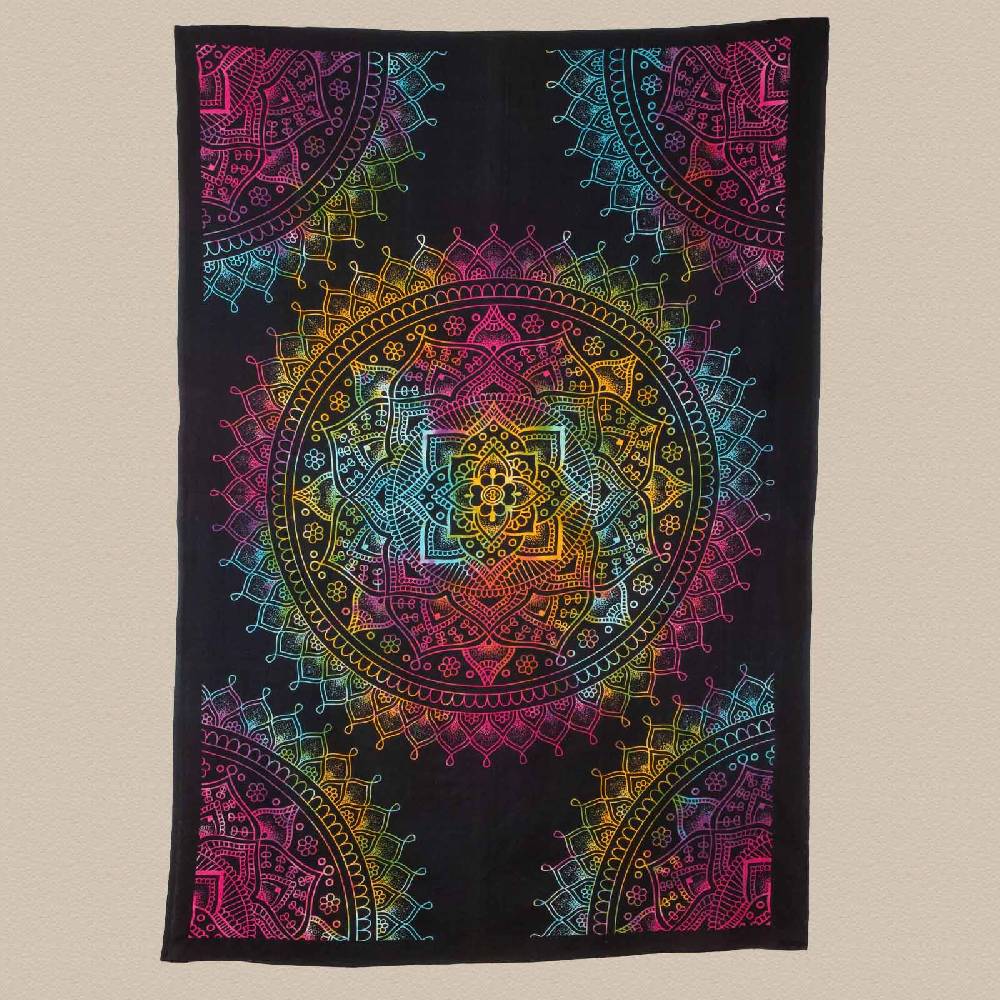 Kunst Und Magie Kunst Und Magie Tagesdecke Dekotuch Wandbehang Buntes Tuch Indien Mandala Ca. 200 X 135 Cm