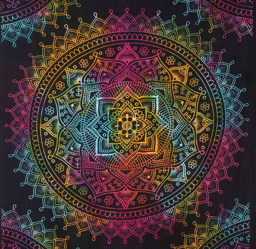 Kunst Und Magie Kunst Und Magie Tagesdecke Dekotuch Wandbehang Buntes Tuch Indien Mandala Ca. 200 X 135 Cm