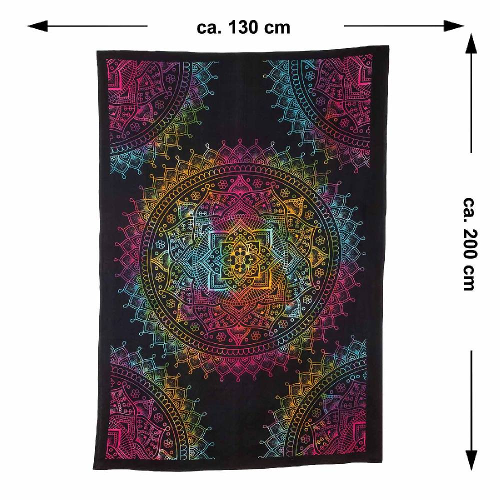 Kunst Und Magie Kunst Und Magie Tagesdecke Dekotuch Wandbehang Buntes Tuch Indien Mandala Ca. 200 X 135 Cm