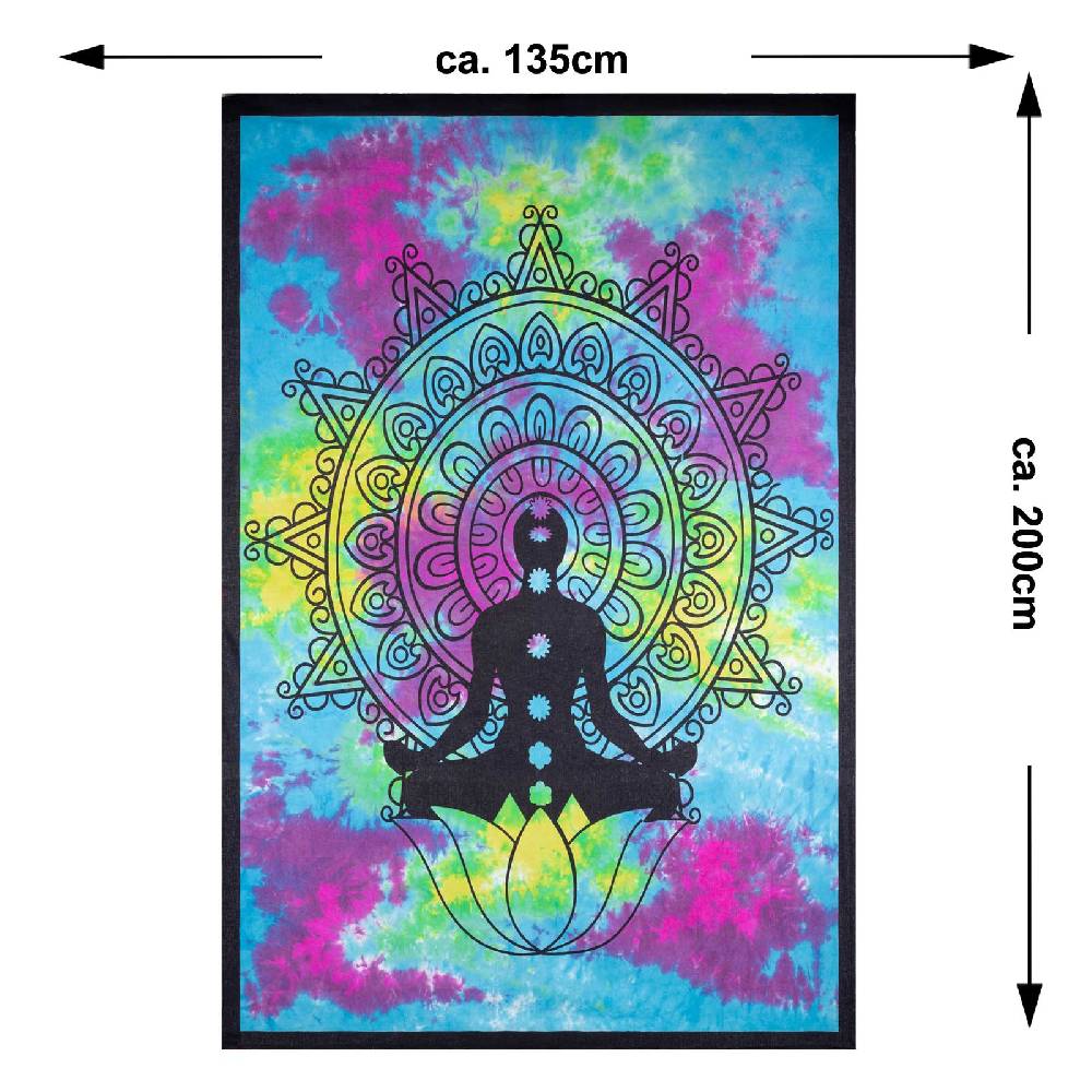 Kunst Und Magie Kunst Und Magie Tagesdecke Wandbehang Bunt Deko Tuch Buddha Chackra Meditation Ca.200x135cm