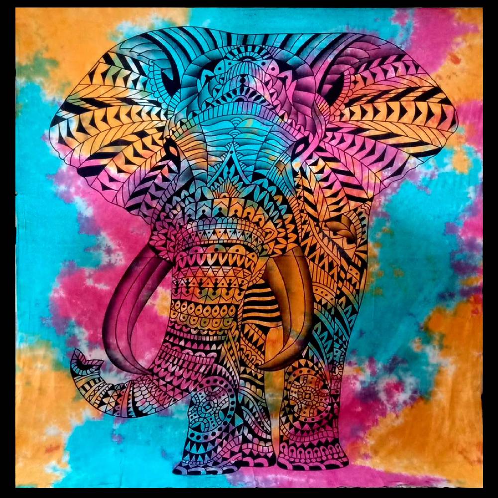 Kunst Und Magie Kunst Und Magie Tagesdecke Wandbehang Bunt Deko Tuch Elefanten Bunt Ca. 200 X 230cm