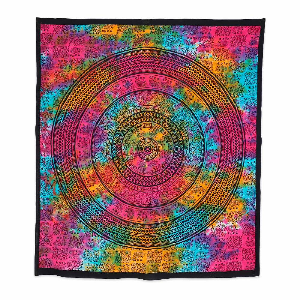 Kunst Und Magie Kunst Und Magie Tagesdecke Wandbehang Bunt Deko Tuch Elefanten Mandala Bunt Ca. 200 X 230cm