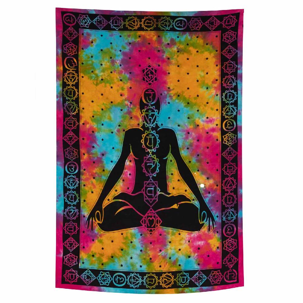 Kunst Und Magie Kunst Und Magie Tagesdecke Wandbehang Bunt Deko Tuch Buddha Chackra Meditation Ca.200x135cm