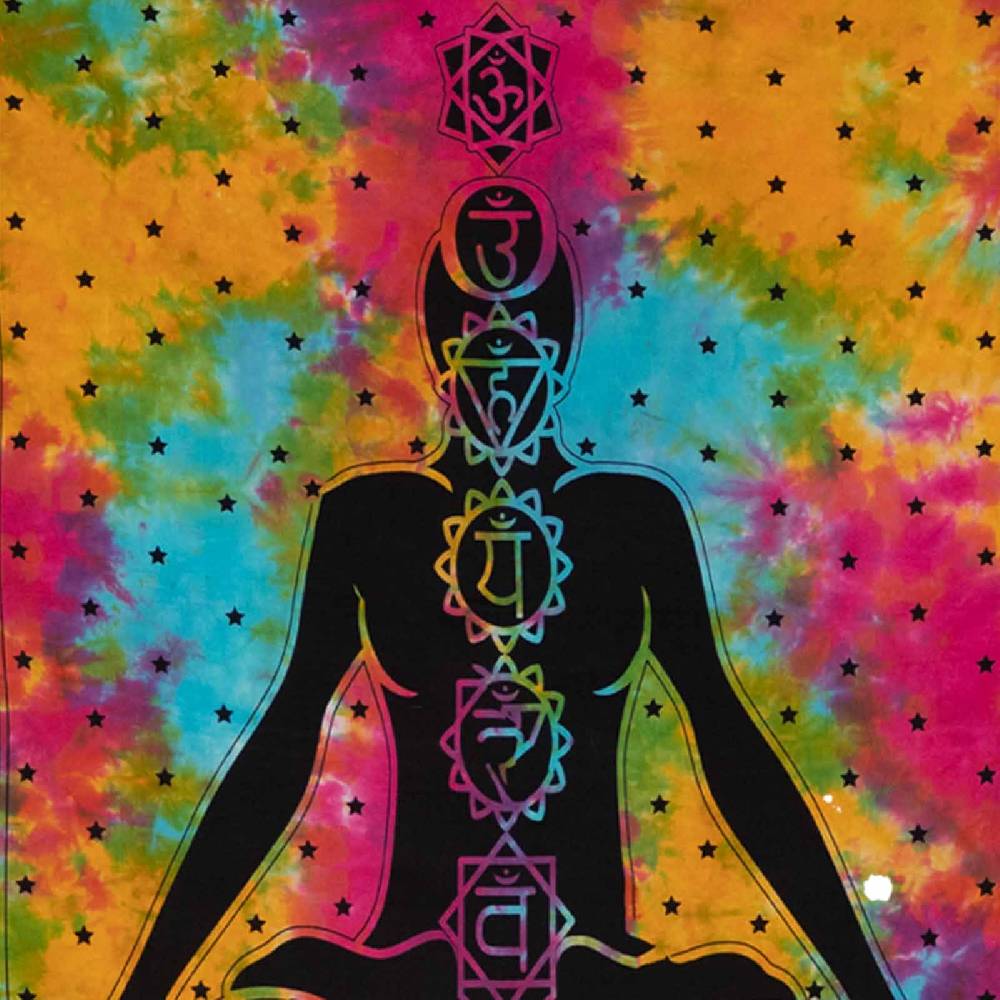 Kunst Und Magie Kunst Und Magie Tagesdecke Wandbehang Bunt Deko Tuch Buddha Chackra Meditation Ca.200x135cm