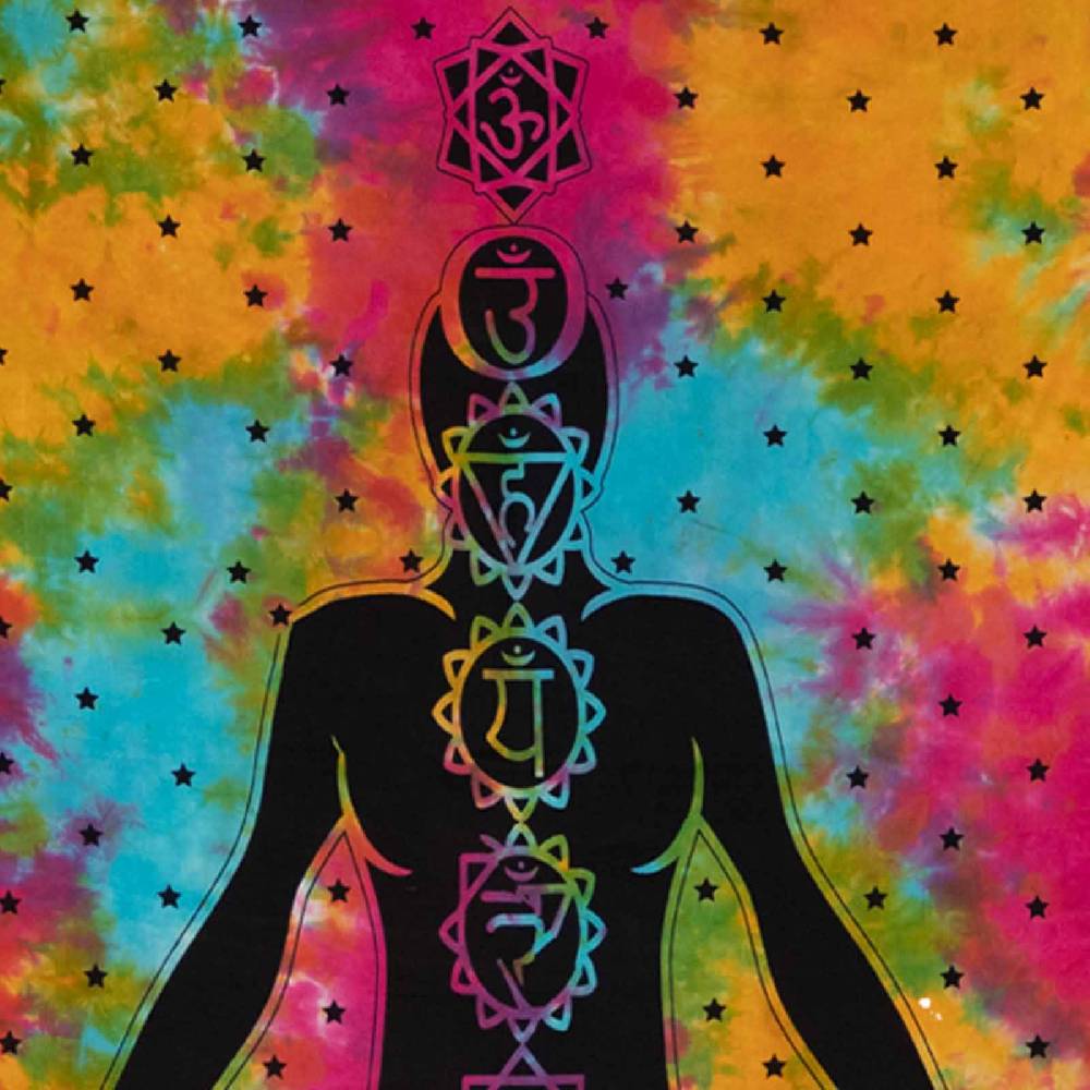 Kunst Und Magie Kunst Und Magie Tagesdecke Wandbehang Bunt Deko Tuch Buddha Chackra Meditation Ca.200x135cm