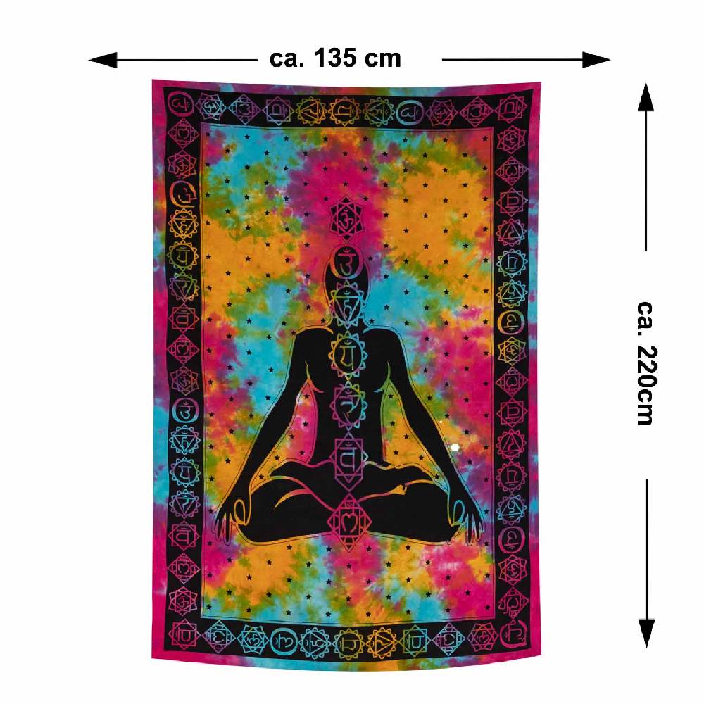 Kunst Und Magie Kunst Und Magie Tagesdecke Wandbehang Bunt Deko Tuch Buddha Chackra Meditation Ca.200x135cm