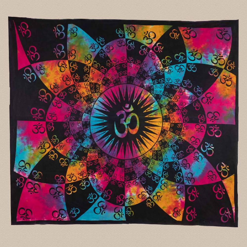 Kunst Und Magie Kunst Und Magie Tagesdecke Wandbehang Bunt Deko Tuch AUM OM Ca. 230 X 200cm