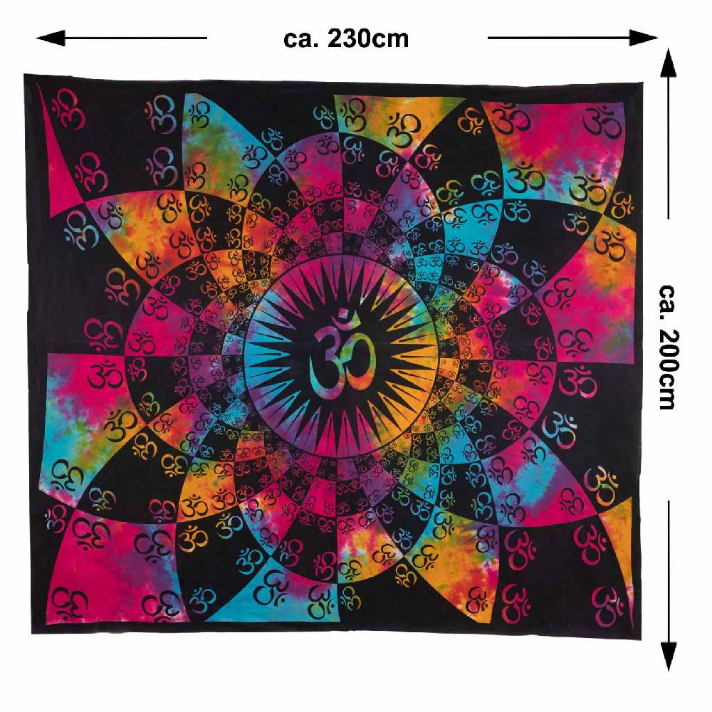 Kunst Und Magie Kunst Und Magie Tagesdecke Wandbehang Bunt Deko Tuch AUM OM Ca. 230 X 200cm