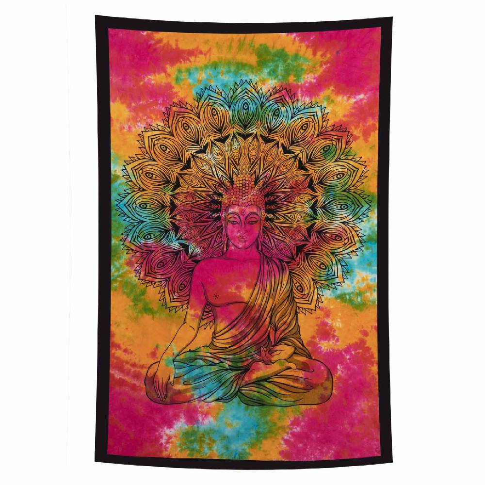 Kunst Und Magie Kunst Und Magie Tagesdecke Wandbehang Bunt Deko Tuch Buddha Meditation Ca. 200 X 135cm