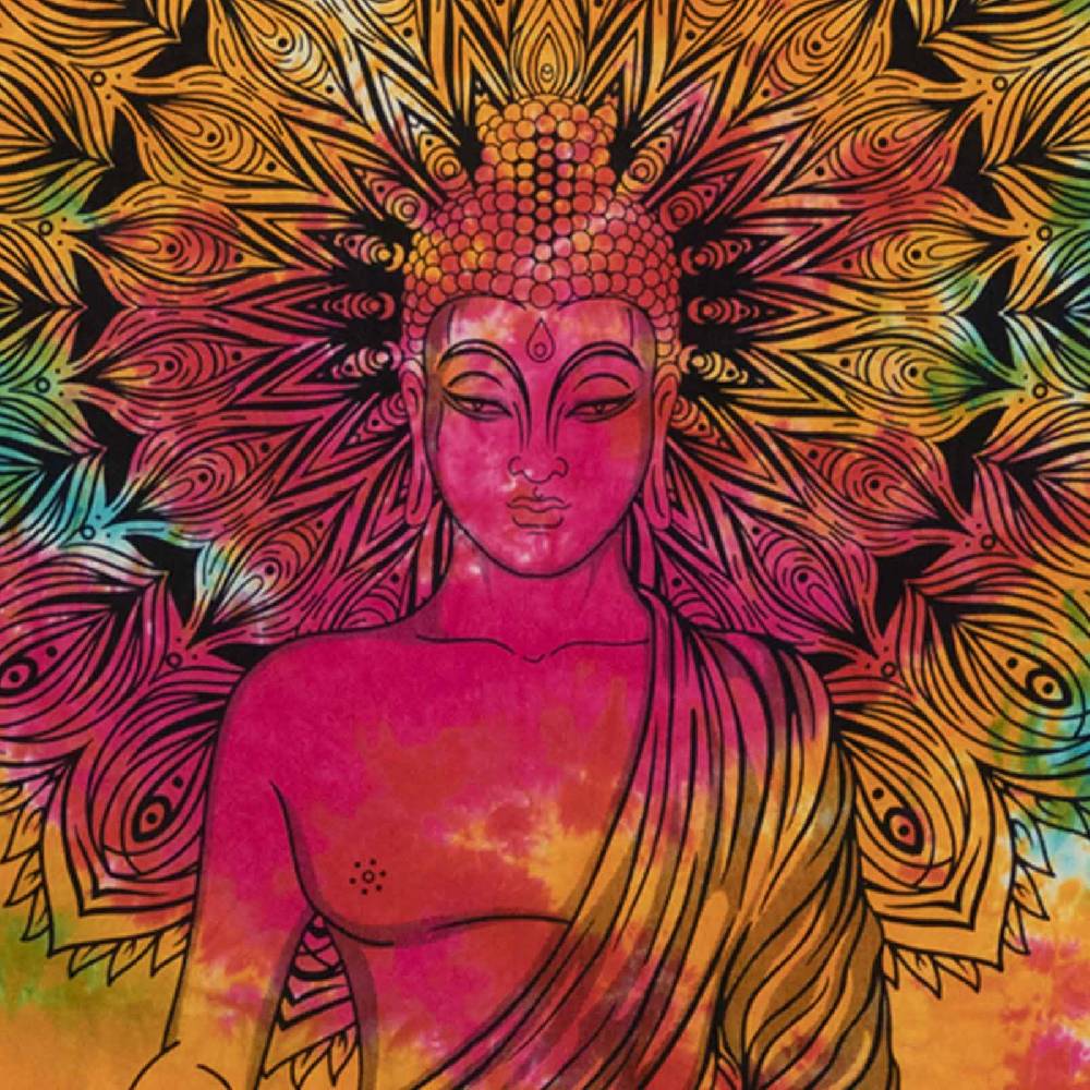 Kunst Und Magie Kunst Und Magie Tagesdecke Wandbehang Bunt Deko Tuch Buddha Meditation Ca. 200 X 135cm