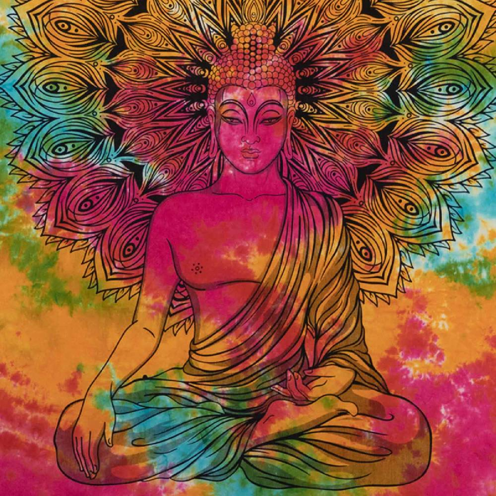 Kunst Und Magie Kunst Und Magie Tagesdecke Wandbehang Bunt Deko Tuch Buddha Meditation Ca. 200 X 135cm