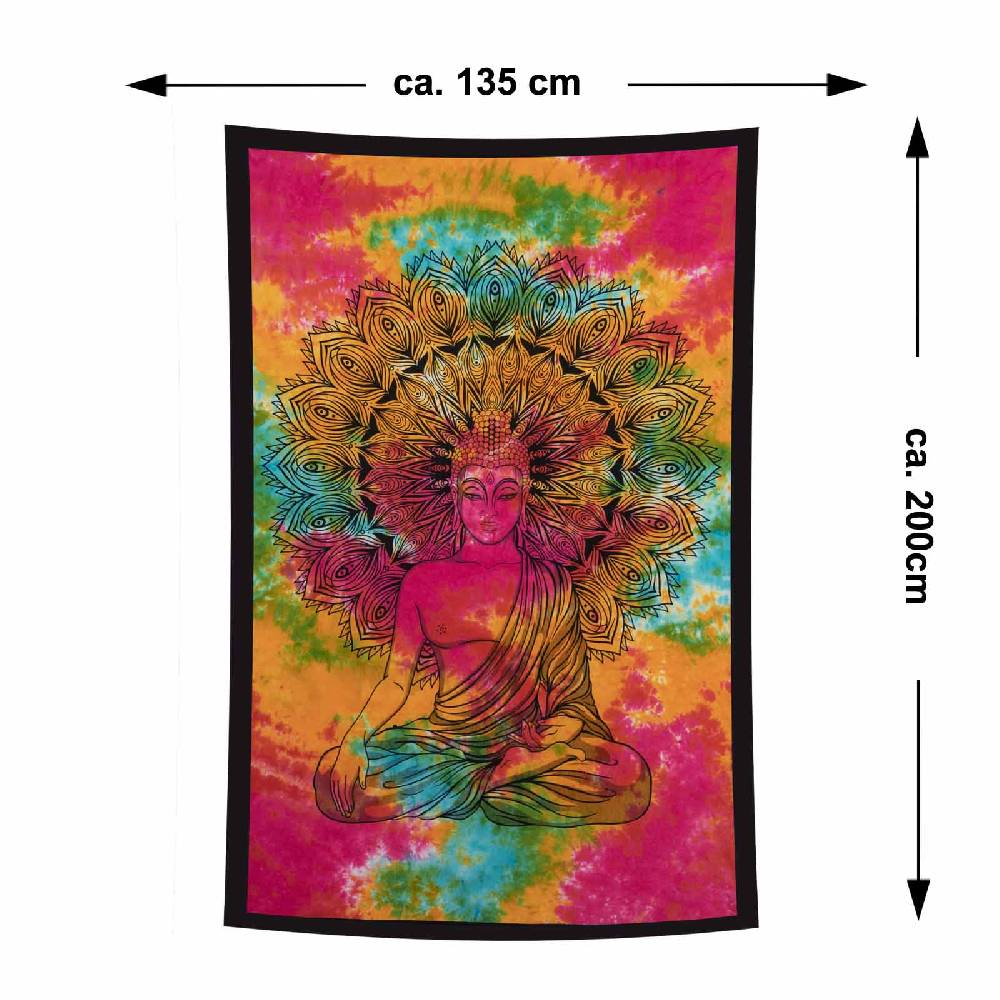 Kunst Und Magie Kunst Und Magie Tagesdecke Wandbehang Bunt Deko Tuch Buddha Meditation Ca. 200 X 135cm