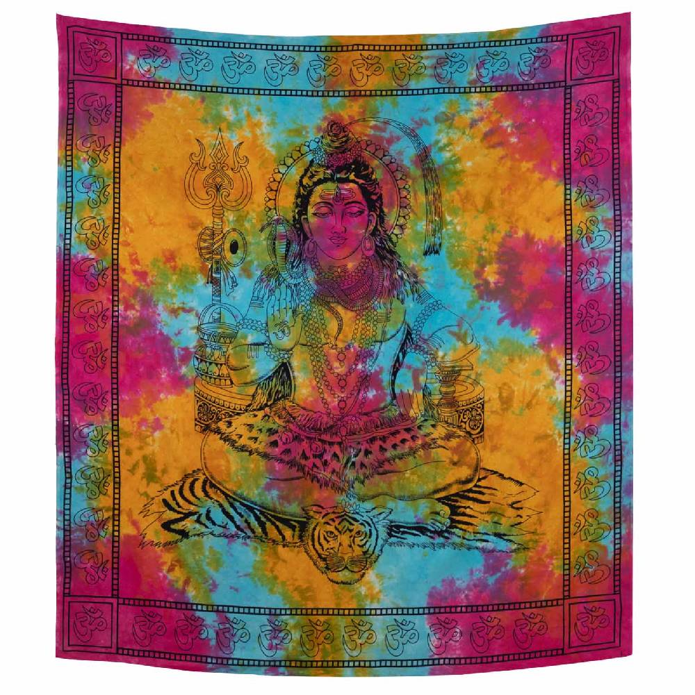 Kunst Und Magie Kunst Und Magie Tagesdecke Wandbehang Bunt Deko Tuch Lord Shiva Meditation Ca. 200 X 230cm