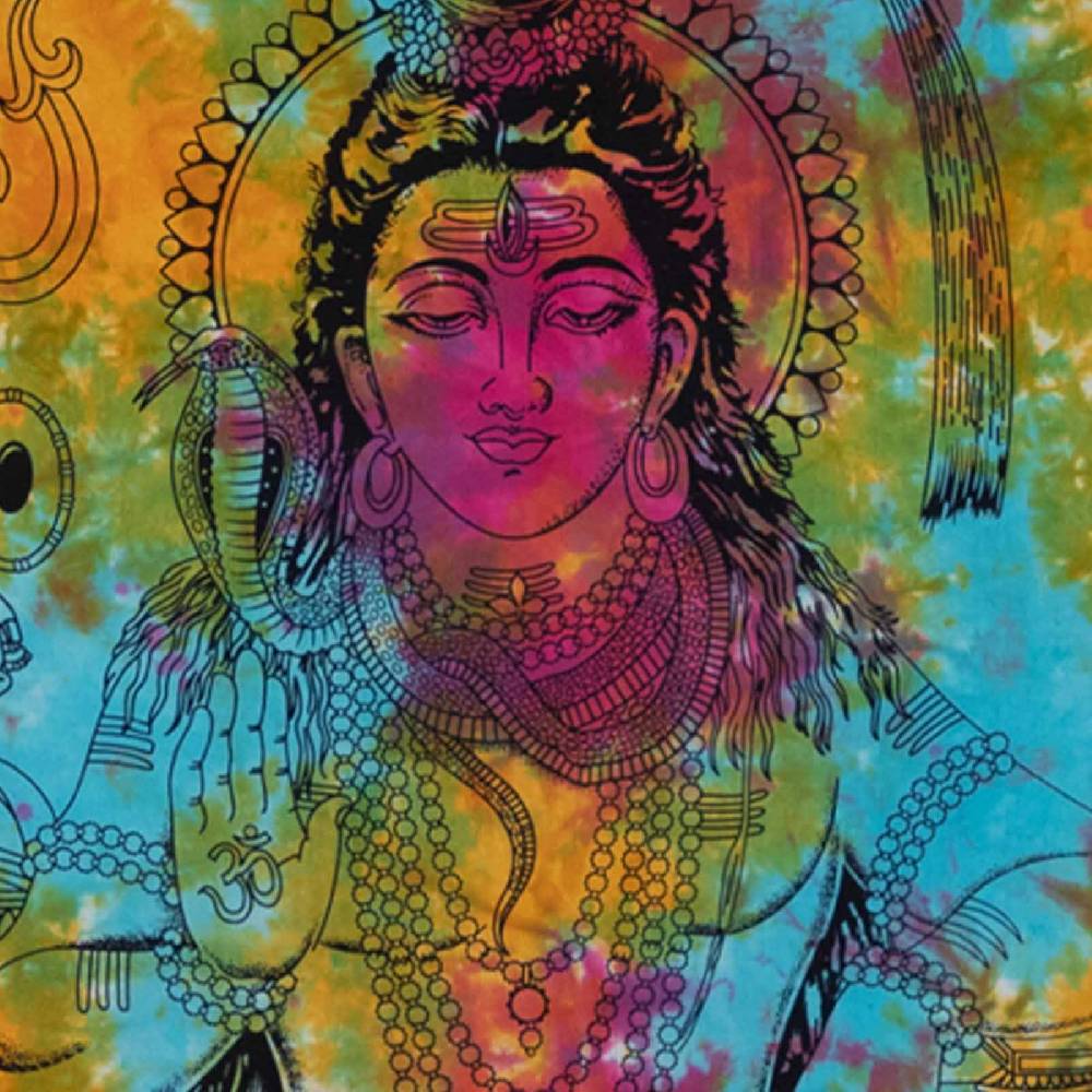 Kunst Und Magie Kunst Und Magie Tagesdecke Wandbehang Bunt Deko Tuch Lord Shiva Meditation Ca. 200 X 230cm