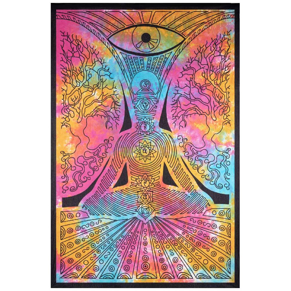 Kunst Und Magie Kunst Und Magie Tagesdecke Wandbehang Bunt Deko Tuch Buddha Chackra Meditation Ca.200x135cm