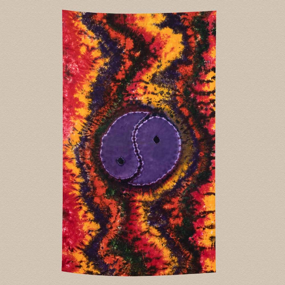 Kunst Und Magie Kunst Und Magie Tagesdecke Wandbehang Buntes Deko Tuch Ying & Yang Batik Ca135x200cm