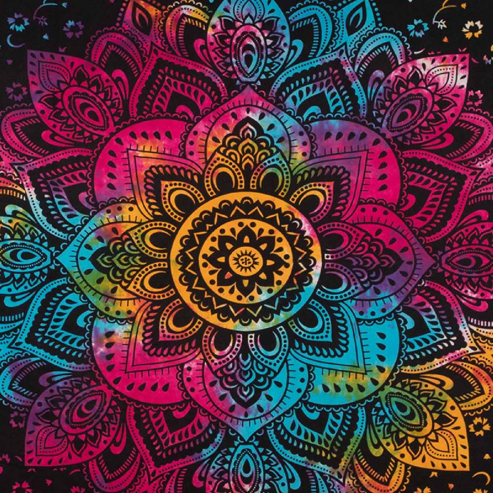 Kunst Und Magie Kunst Und Magie Tagesdecke Wandbehang Buntes Tuch Lotus Mandala Ca. 200 X 135 Cm