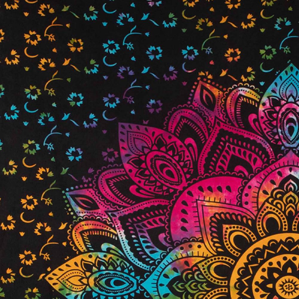 Kunst Und Magie Kunst Und Magie Tagesdecke Wandbehang Buntes Tuch Lotus Mandala Ca. 200 X 135 Cm