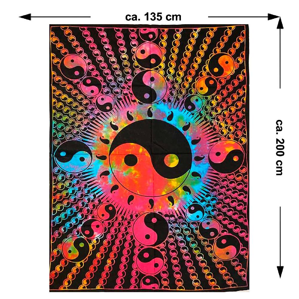 Kunst Und Magie Kunst Und Magie Tagesdecke Wandbehang Buntes Tuch Ying & Yang Mandala Ca. 200 X 135 Cm