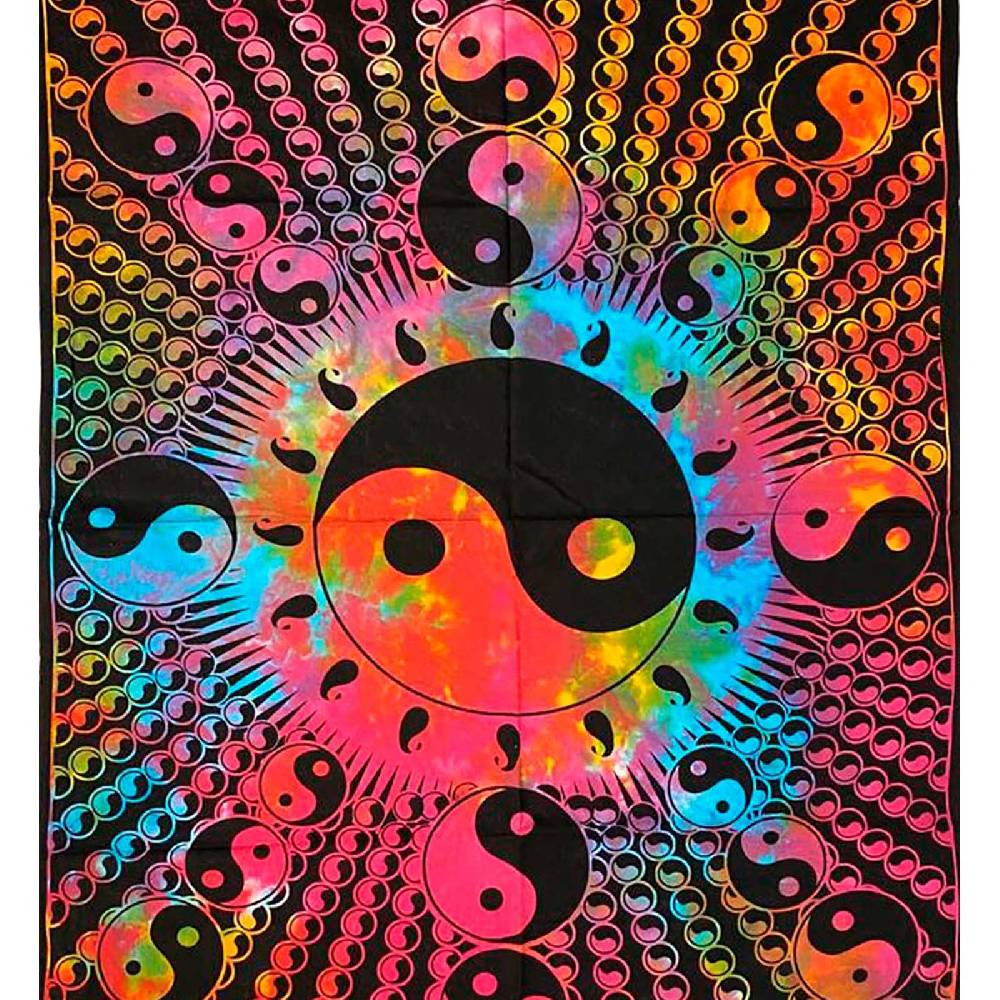 Kunst Und Magie Kunst Und Magie Tagesdecke Wandbehang Buntes Tuch Ying & Yang Mandala Ca. 200 X 135 Cm