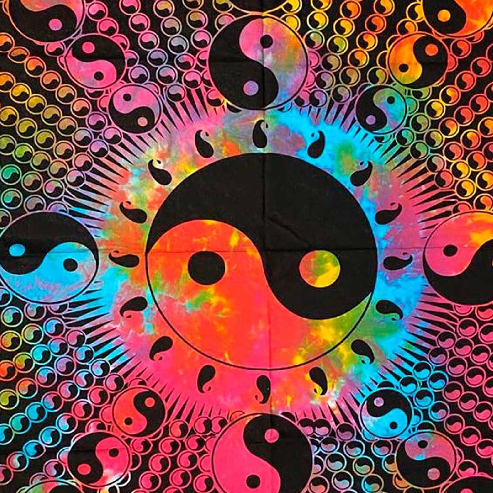 Kunst Und Magie Kunst Und Magie Tagesdecke Wandbehang Buntes Tuch Ying & Yang Mandala Ca. 200 X 135 Cm