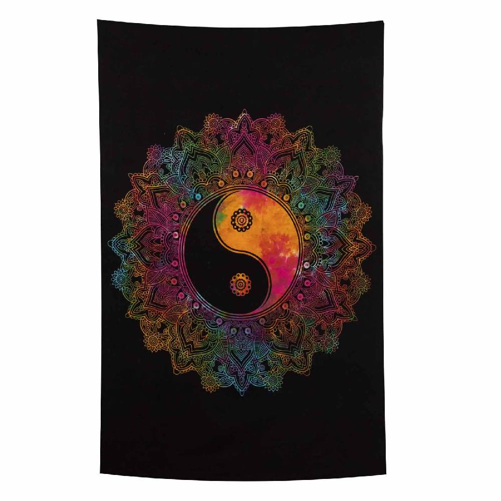 Kunst Und Magie Kunst Und Magie Tagesdecke Wandbehang Buntes Tuch Ying & Yang Mandala Ca. 200 X 135 Cm
