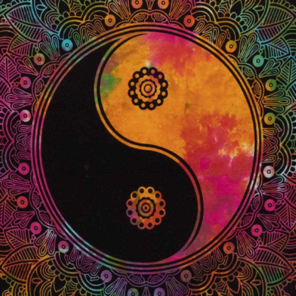 Kunst Und Magie Kunst Und Magie Tagesdecke Wandbehang Buntes Tuch Ying & Yang Mandala Ca. 200 X 135 Cm