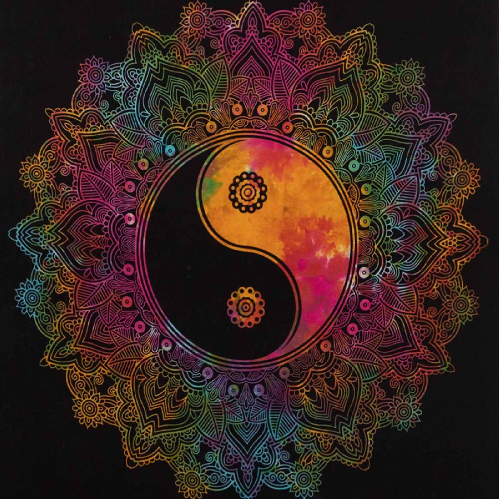 Kunst Und Magie Kunst Und Magie Tagesdecke Wandbehang Buntes Tuch Ying & Yang Mandala Ca. 200 X 135 Cm