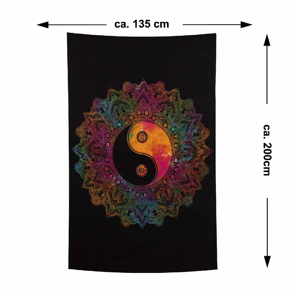 Kunst Und Magie Kunst Und Magie Tagesdecke Wandbehang Buntes Tuch Ying & Yang Mandala Ca. 200 X 135 Cm