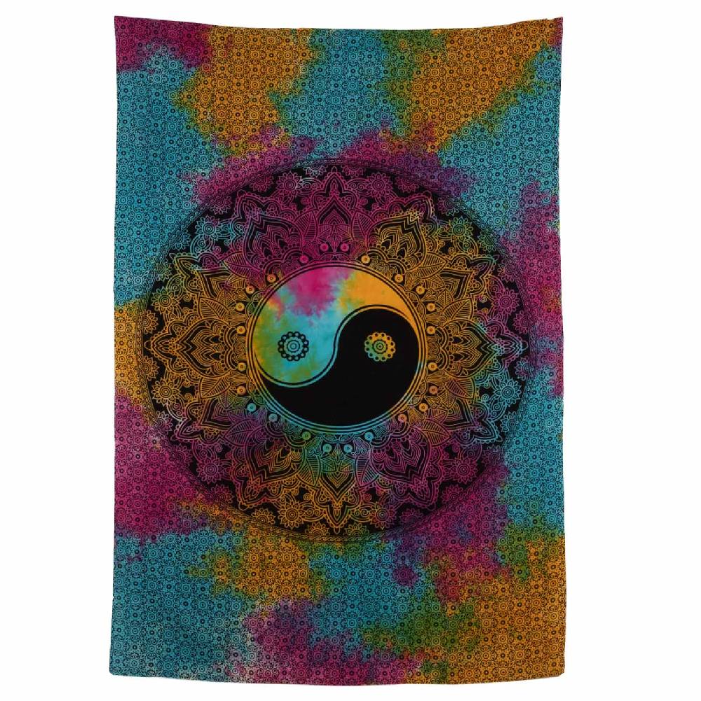 Kunst Und Magie Kunst Und Magie Tagesdecke Wandbehang Buntes Tuch Ying & Yang Mandala Ca. 200 X 135 Cm