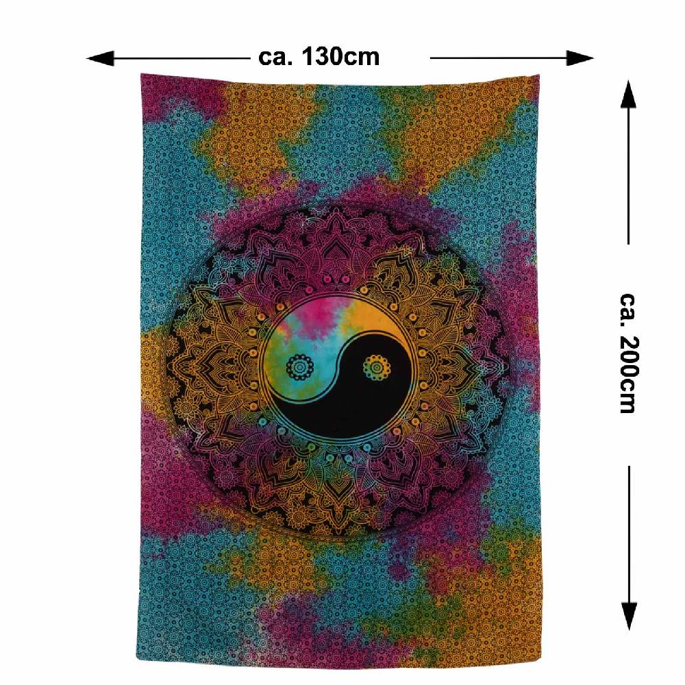 Kunst Und Magie Kunst Und Magie Tagesdecke Wandbehang Buntes Tuch Ying & Yang Mandala Ca. 200 X 135 Cm