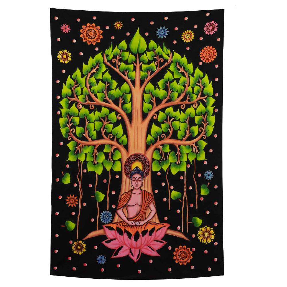 Kunst Und Magie Kunst Und Magie Tagesdecke Wandbehang Deko Chakra BuddhaLebensbaum Meditation UV Aktiv Ca. 200 X 135 Cm