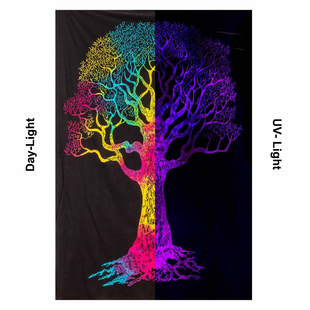 Kunst Und Magie Kunst Und Magie Tagesdecke Wandbehang Deko Tuch Baum Lebensbaum UV Aktiv Ca. 200 X 135 Cm