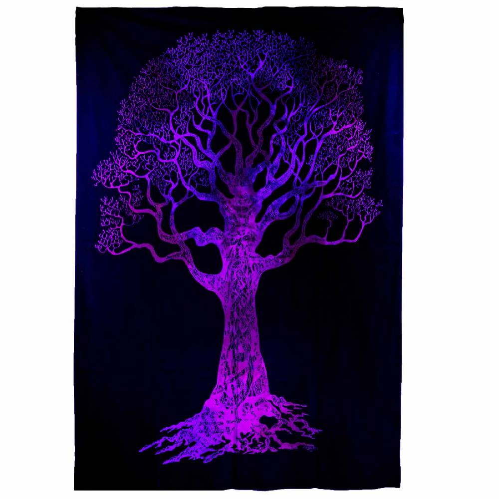 Kunst Und Magie Kunst Und Magie Tagesdecke Wandbehang Deko Tuch Baum Lebensbaum UV Aktiv Ca. 200 X 135 Cm