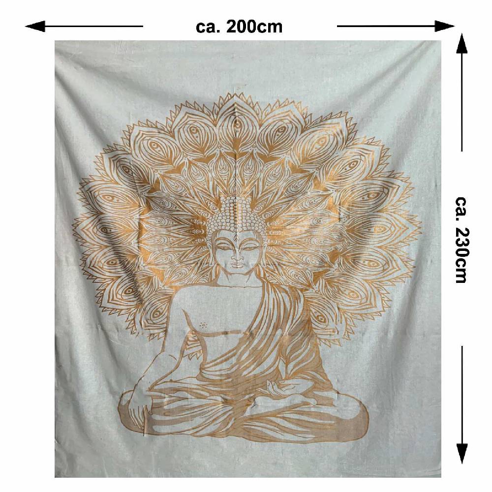 Kunst Und Magie Kunst Und Magie Tagesdecke Wandbehang Deko Tuch Buddha Meditation Gold Ca. 200 X 230cm
