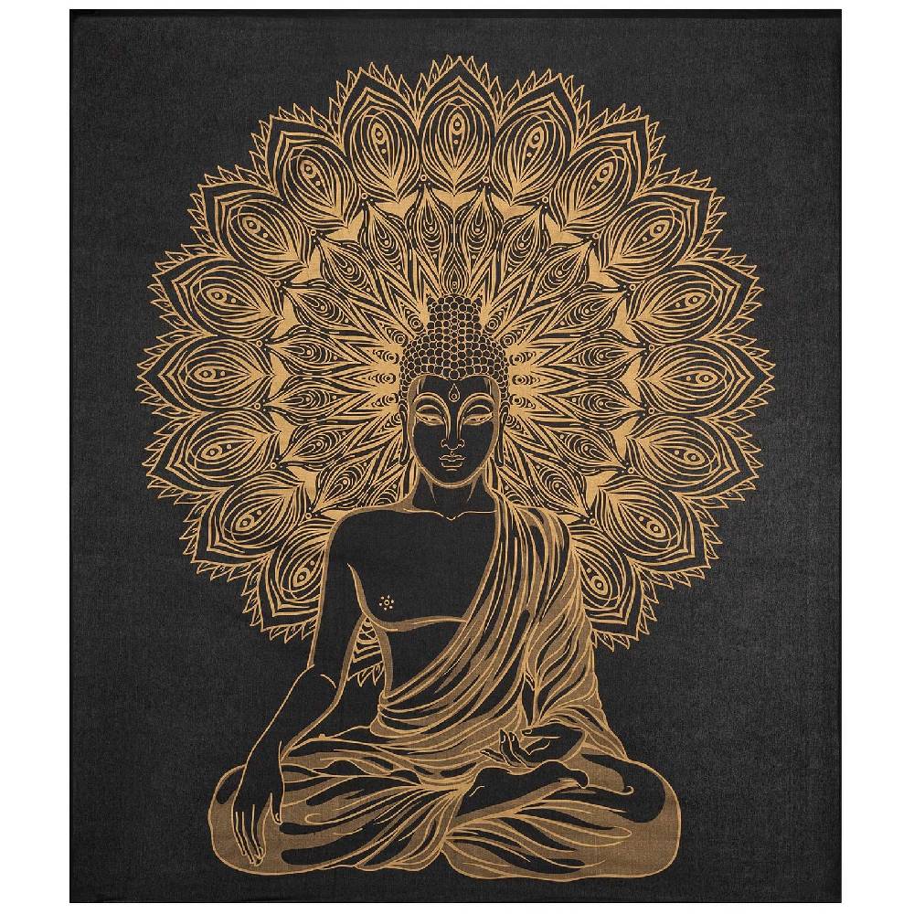 Kunst Und Magie Kunst Und Magie Tagesdecke Wandbehang Deko Tuch Buddha Meditation Gold Ca. 200 X 230cm