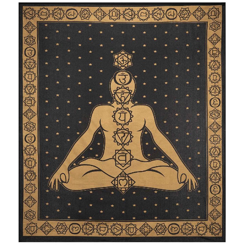Kunst Und Magie Kunst Und Magie Tagesdecke Wandbehang Deko Tuch Chakra Meditation Gold Ca. 200 X 230cm