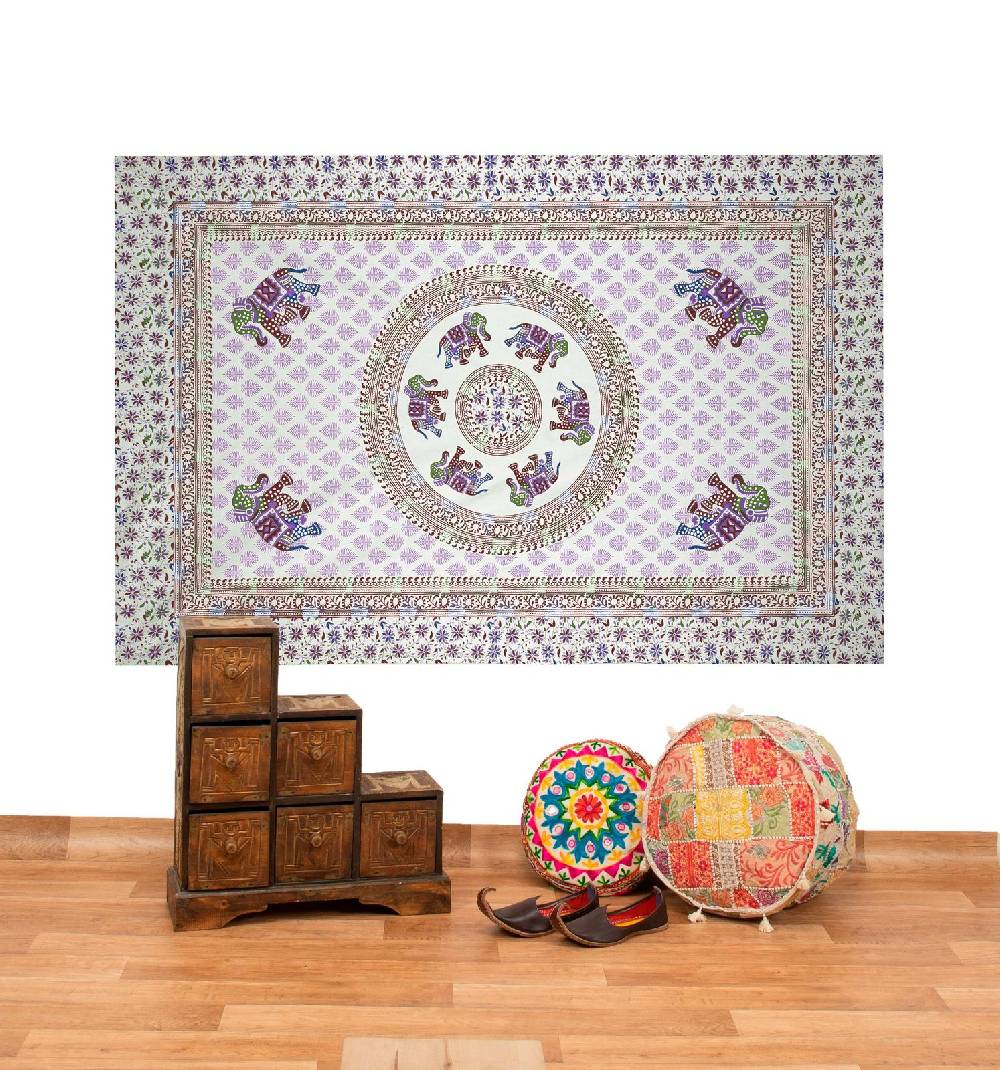 Kunst Und Magie Kunst Und Magie Tagesdecke Wandbehang Deko Tuch Elefant Mandala Ca 135 X 200cm