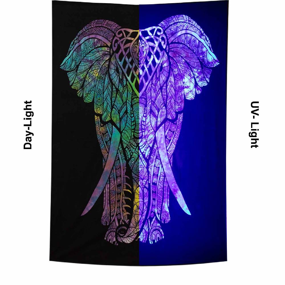 Kunst Und Magie Kunst Und Magie Tagesdecke Wandbehang Deko Tuch Elefant UV Aktiv Ca. 200 X 135 Cm