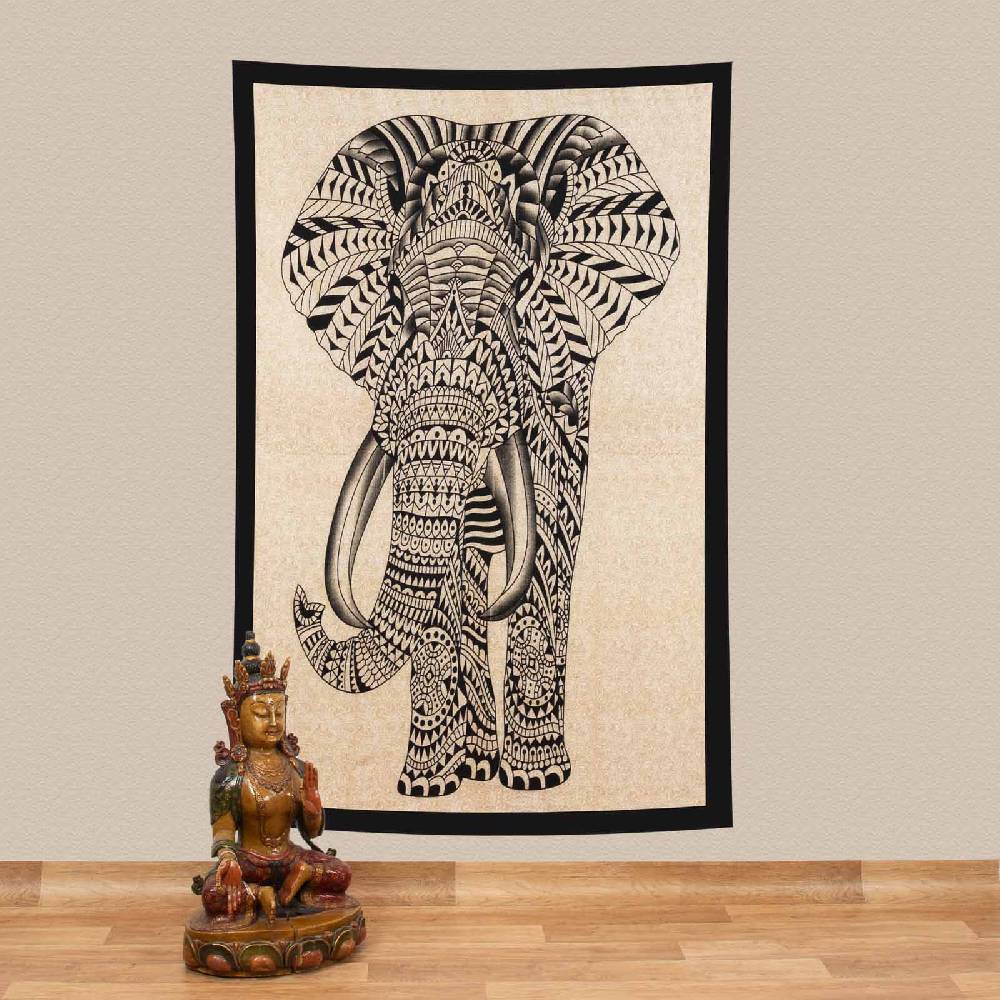 Kunst Und Magie Kunst und Magie Tagesdecke Wandbehang Deko Tuch Elefant UV Aktiv ca. 200 x 235 cm